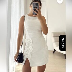 Boutique White Dress with Bows